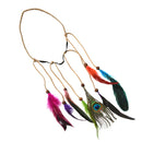 Hippie Feather Headband Boho Headdress Feather Rope Crown Elastic Gypsy Festival Headband for Women and Girls Indian Hair Accessories-Multi-color