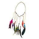 Hippie Feather Headband Boho Headdress Feather Rope Crown Elastic Gypsy Festival Headband for Women and Girls Indian Hair Accessories-Multi-color