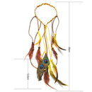 Hippie Feather Headband Boho Headdress Feather Rope Crown Elastic Gypsy Festival Headband for Women and Girls Indian Hair Accessories-Multi-color