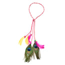 Hippie Feather Headband Boho Headdress Feather Rope Crown Elastic Gypsy Festival Headband for Women and Girls Indian Hair Accessories-Multi-color