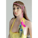 Hippie Feather Headband Boho Headdress Feather Rope Crown Elastic Gypsy Festival Headband for Women and Girls Indian Hair Accessories-Multi-color