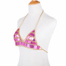 Triangle Sequin Halter Bra Chain Women Summer Bikini Rose Red Chest Chain