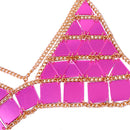 Triangle Sequin Halter Bra Chain Women Summer Bikini Rose Red Chest Chain