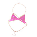 Triangle Sequin Halter Bra Chain Women Summer Bikini Rose Red Chest Chain