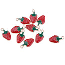 10 Pcs Kawaii StrawberryEnamel Charm Pendants DIY Bracelets Necklaces Craft