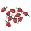 10 Pcs Kawaii StrawberryEnamel Charm Pendants DIY Bracelets Necklaces Craft