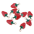 10 Pcs Kawaii StrawberryEnamel Charm Pendants DIY Bracelets Necklaces Craft