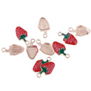 10 Pcs Kawaii StrawberryEnamel Charm Pendants DIY Bracelets Necklaces Craft