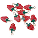 10 Pcs Kawaii StrawberryEnamel Charm Pendants DIY Bracelets Necklaces Craft