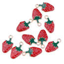 10 Pcs Kawaii StrawberryEnamel Charm Pendants DIY Bracelets Necklaces Craft