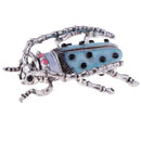 Mens Collar Lapel Pin Animal Longicorn Insect with Black Rhinestone Ornament