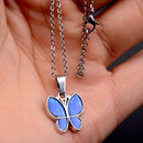 Lady Sensitive Thermo Mood Color Change Butterfly Pendant Necklace Bridal Charm Family Jewelry Gifts