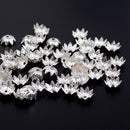 100 Pieces Flower Shaped Bead End Caps Metal Spacers Findings Silver Plated 9.5x4mm