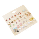 20 Pairs Imitation Pearl Crytsal Stud Cartoon Cute Animal Fruit Ear Studs