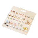 20 Pairs Imitation Pearl Crytsal Stud Cartoon Cute Animal Fruit Ear Studs