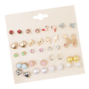20 Pairs Imitation Pearl Crytsal Stud Cartoon Cute Animal Fruit Ear Studs