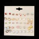 20 Pairs Imitation Pearl Crytsal Stud Cartoon Cute Animal Fruit Ear Studs