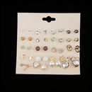 20 Pairs Assorted Rhinestone Pearl Ball Earring Stud Set Earrings Jewelry
