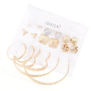 9 Pairs Matte Round Kont Ball Big Loop Ring 9 Style Earring Studs Set Mixed