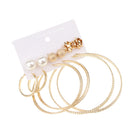 6 Pairs Fashion Statement Loop Ring Club Party Pearl Ball Studs Earrings