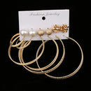 6 Pairs Fashion Statement Loop Ring Club Party Pearl Ball Studs Earrings