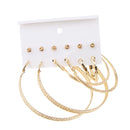 6 Pairs Fashion Statement Loop Ring Club Party Pearl Ball Studs Earrings