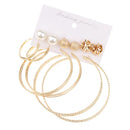 6 Pairs Fashion Statement Loop Ring Club Party Pearl Ball Studs Earrings