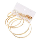 6 Pairs Fashion Statement Loop Ring Club Party Pearl Ball Studs Earrings