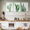 3pcs Canvas Painting Cactus Decor Nordic Plants Wall Art Cactus Decoration Unframed