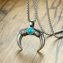 Tibetan Stainless Steel Longhorn with Red Blue Turquoise Beads Decorative