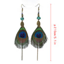 Vintage Retro Peacock Feather Fringe Women Dangle Earrings Gift