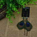Vintage Retro Peacock Feather Fringe Women Dangle Earrings Gift