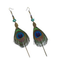 Vintage Retro Peacock Feather Fringe Women Dangle Earrings Gift