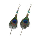 Vintage Retro Peacock Feather Fringe Women Dangle Earrings Gift