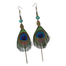 Vintage Retro Peacock Feather Fringe Women Dangle Earrings Gift