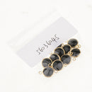 10 Pieces Black Gold Plated Copper Glass Stone 2 Loops Connectors Pendant Crafts