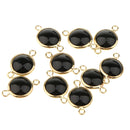 10 Pieces Black Gold Plated Copper Glass Stone 2 Loops Connectors Pendant Crafts