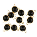10 Pieces Black Gold Plated Copper Glass Stone 2 Loops Connectors Pendant Crafts