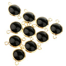 10 Pieces Black Gold Plated Copper Glass Stone 2 Loops Connectors Pendant Crafts