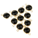 10 Pieces Black Gold Plated Copper Glass Stone 2 Loops Connectors Pendant Crafts