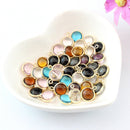 10 Pieces Black Gold Plated Copper Glass Stone 2 Loops Connectors Pendant Crafts