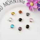 10 Pieces Black Gold Plated Copper Glass Stone 2 Loops Connectors Pendant Crafts