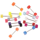 Fashion Women Jewelry Dice Tongue Ring Eyes 14G (1.6mm) Acrylic