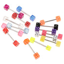 Fashion Women Jewelry Dice Tongue Ring Eyes 14G (1.6mm) Acrylic