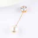 2 Pieces Rhinestone Stick Pin Imitation Pearl Collar Lapel Pin Elegant Jewelry