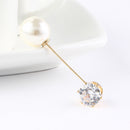 2 Pieces Rhinestone Stick Pin Imitation Pearl Collar Lapel Pin Elegant Jewelry