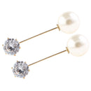 2 Pieces Rhinestone Stick Pin Imitation Pearl Collar Lapel Pin Elegant Jewelry