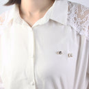 2 Pieces Rhinestone Stick Pin Imitation Pearl Collar Lapel Pin Elegant Jewelry