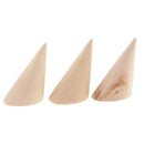 3pcs Unpainted Plain Cone Wooden Ring Jewelry Display Stand Organizer Holder