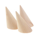 3pcs Unpainted Plain Cone Wooden Ring Jewelry Display Stand Organizer Holder